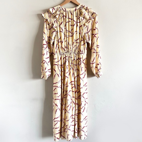 BA&SH Candice Wrap Midi Dress | Printed Crepe de Chine | Size 2 (0) | NWT - Picture 4 of 16